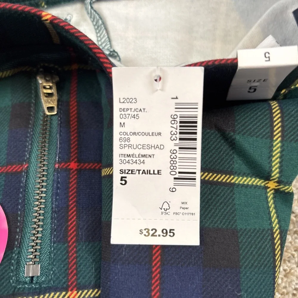 Children's Place‎ Girls Perfect Ponte Pants 5 NWT Spruce Plaid Stretch Skinny